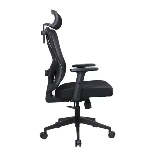 IRISOffice Eclipse crna ergonomska uredska okretna stolica od tkanine i mreže s uzglavljem i naslonom