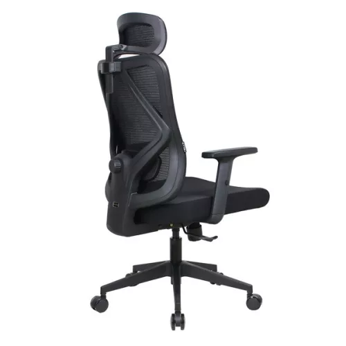IRISOffice Eclipse crna ergonomska uredska okretna stolica od tkanine i mreže s uzglavljem i naslonom