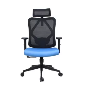   IRISOffice Eclipse plavo/crna ergonomska uredska okretna stolica od tkanine i mrežastog materijala s uzglavljem i naslonom