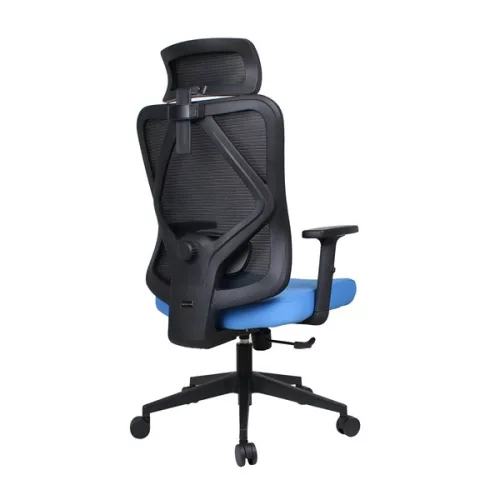 IRISOffice Eclipse plavo/crna ergonomska uredska okretna stolica od tkanine i mrežastog materijala s uzglavljem i naslonom