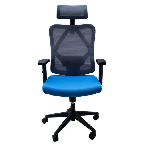 IRISOffice Eclipse plavo/siva ergonomska uredska okretna stolica od tkanine i mreže s uzglavljem i naslonom