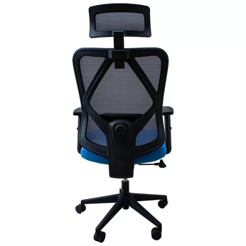 IRISOffice Eclipse plavo/siva ergonomska uredska okretna stolica od tkanine i mreže s uzglavljem i naslonom