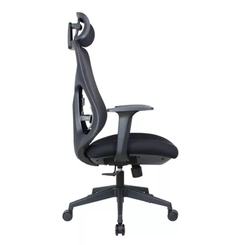 IRISOffice Mirage crna ergonomska uredska okretna stolica od tkanine i mreže s uzglavljem i naslonom