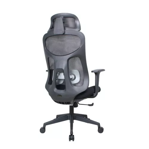 IRISOffice Mirage crna ergonomska uredska okretna stolica od tkanine i mreže s uzglavljem i naslonom