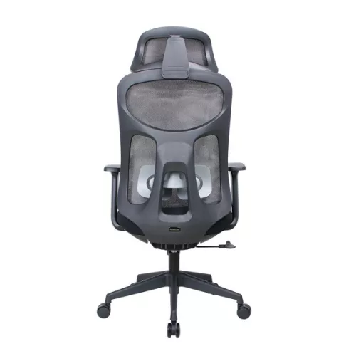 IRISOffice Mirage crna ergonomska uredska okretna stolica od tkanine i mreže s uzglavljem i naslonom