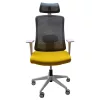 IRISOffice Aurora žuta/siva ergonomska uredska okretna stolica od tkanine i mreže s uzglavljem i naslonom