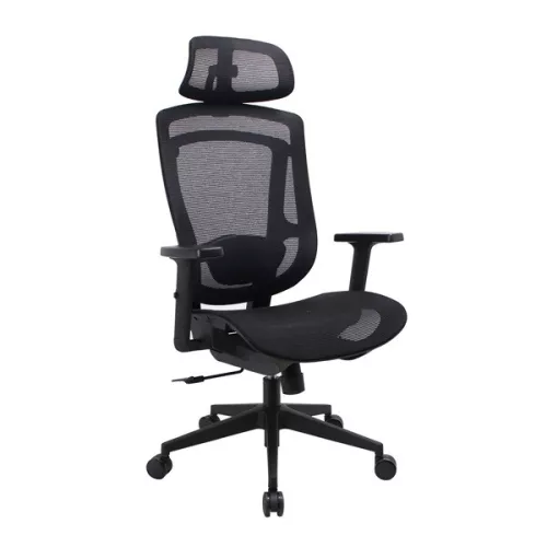 IRISOffice Nimbus crna ergonomska uredska okretna stolica od tkanine i mreže s uzglavljem i naslonom