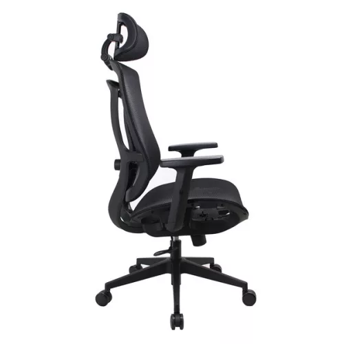 IRISOffice Nimbus crna ergonomska uredska okretna stolica od tkanine i mreže s uzglavljem i naslonom
