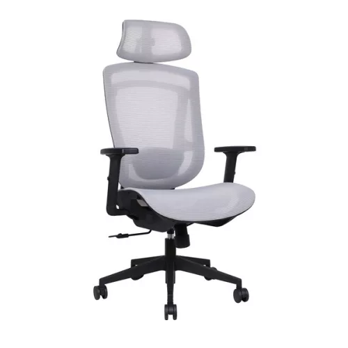 IRISOffice Nimbus siva ergonomska uredska okretna stolica od tkanine i mreže s uzglavljem i naslonom