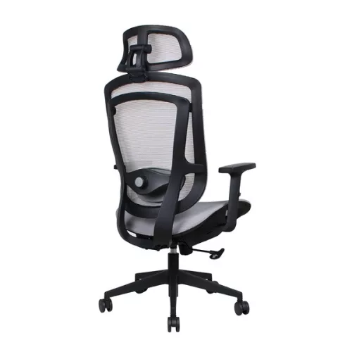 IRISOffice Nimbus siva ergonomska uredska okretna stolica od tkanine i mreže s uzglavljem i naslonom