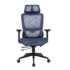   IRISOffice Helix plava ergonomska uredska okretna stolica od tkanine i mreže s uzglavljem i naslonom