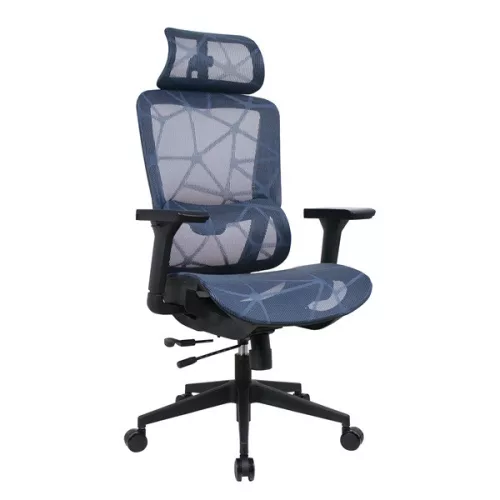 IRISOffice Helix plava ergonomska uredska okretna stolica od tkanine i mreže s uzglavljem i naslonom