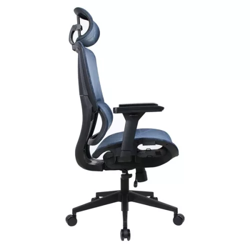 IRISOffice Helix plava ergonomska uredska okretna stolica od tkanine i mreže s uzglavljem i naslonom
