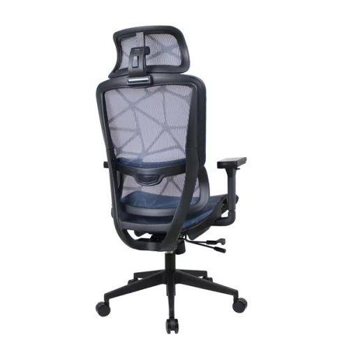 IRISOffice Helix plava ergonomska uredska okretna stolica od tkanine i mreže s uzglavljem i naslonom