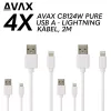AVAX CB124W – Balenie 4 káblov pre rýchle osvetlenie, 2 m, 2,1 A