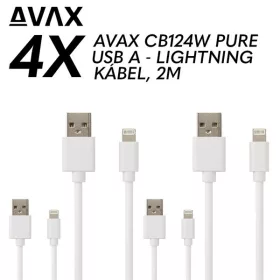   AVAX CB124W – Balenie 4 káblov pre rýchle osvetlenie, 2 m, 2,1 A