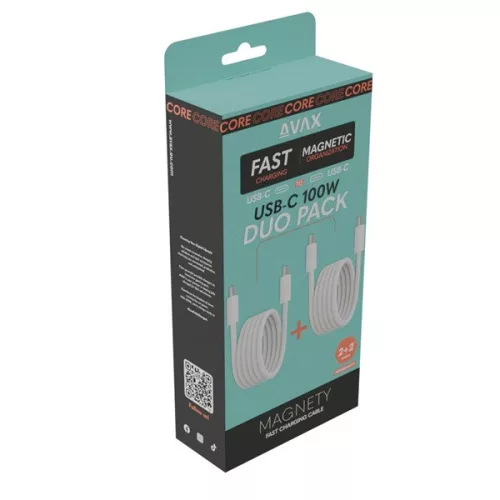 AVAX CB610W – Balenie 2 káblov pre rýchle magnetické osvetlenie USB-C s výkonom 100 W