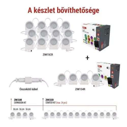 Emos GoSmart 255 cm-es lánc, 12 rész, 7 W, RGBIC+CCT, dimmelhető, WiFi LED reflektor
