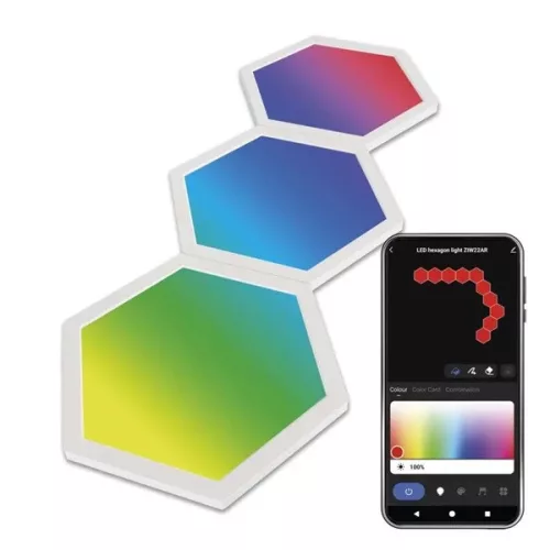 Emos GoSmart Hexagon, kiegészítő készlet,3 rész, 1,8 W, RGBIC dimmelhető, WiFi LED lámpa