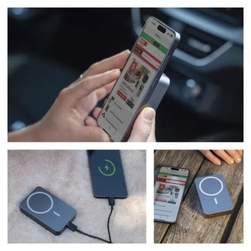 Emos WI 1046, 10 000 mAh, 20 W+Wireless, szürke powerbank