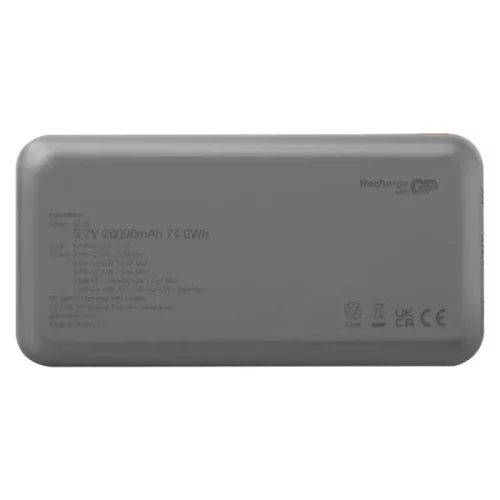 GP B+ Series, 20 000 mAh, 15 W, fekete powerbank