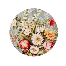 Tavă plastic IRIS, model buchet de flori, crem 33 cm