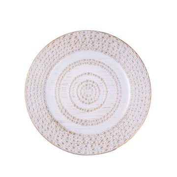 IRIS műanyag tálca, körös, antik fehér 33 cm