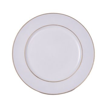 IRIS műanyag tálca, arany dísz széllel, fehér 33 cm