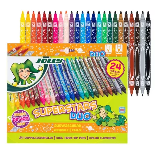 Jolly Superstars Duo 24 darabos kétvégű filctoll készlet