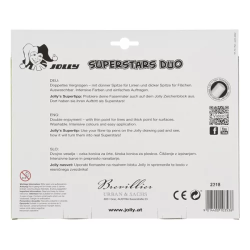 Jolly Superstars Duo 24 darabos kétvégű filctoll készlet