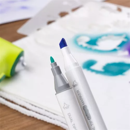 Jolly Airbrush Textile 12 darabos kétvégű színes textilmarker készlet