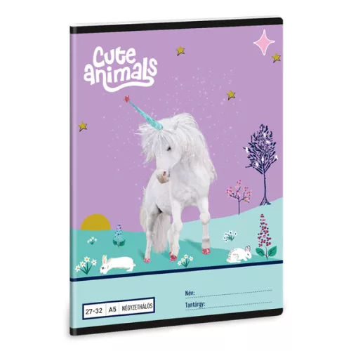 Ars Una Cute Animals Unicorn 25 (5448) A5 27-32 kockás füzet