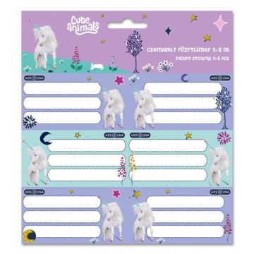 Ars Una Cute Animals Unicorn 25 (5448) 3x6 db füzetcímke