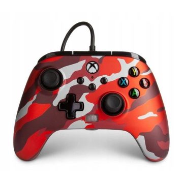   PowerA 1525942-01 Enhanced Wired Xbox Series X|S/Xbox One/PC vezetékes Red Camo piros kontroller