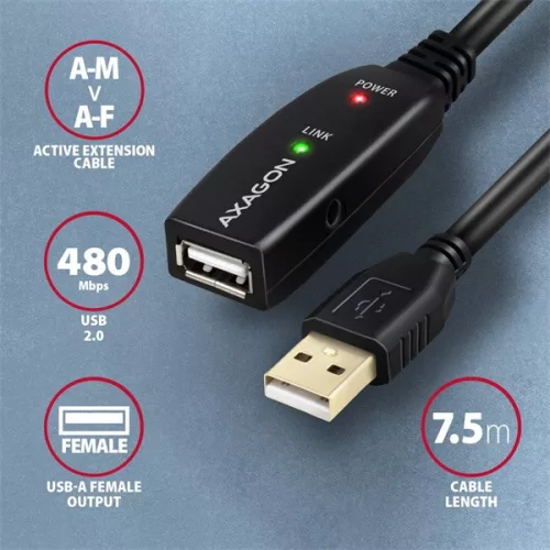 Axagon ADR-207 7,5m USB opakovací kábel