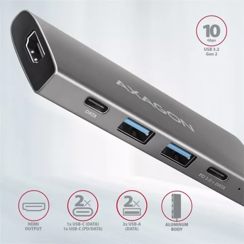 Rozbočovač Axagon HMC-5G21 USB-C 10 Gbps SPEEDSTER 5v1