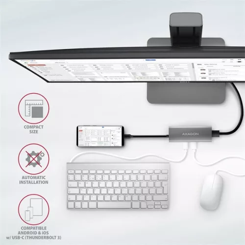 Rozbočovač Axagon HMC-5G21 USB-C 10 Gbps SPEEDSTER 5v1