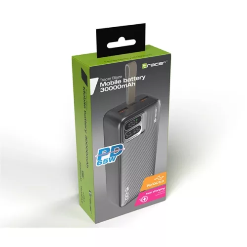 Tracer Blaze 30 000 mAh PD 65W Quick Charge 3.0 fekete hordozható power bank