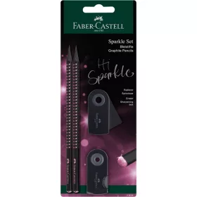   Faber-Castell Grip Sparkle BL Sparkle Line, Midnight Rose grafitceruza szett (2 db + mini hegyező + mini radír)