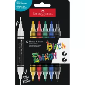   Faber-Castell Black Edition Shake&Paint Klasszikus 6 db kétvégű akrilfilctoll készlet