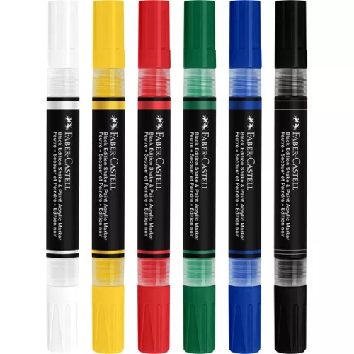 Faber-Castell Black Edition Shake&Paint Klasszikus 6 db kétvégű akrilfilctoll készlet