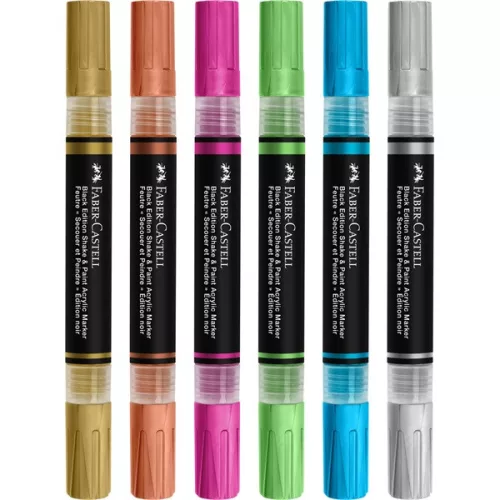 Faber-Castell Black Edition Shake&Paint Metál 6 db kétvégű akrilfilctoll készlet