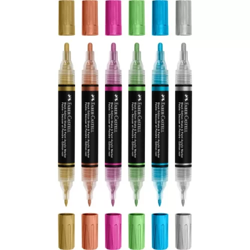 Faber-Castell Black Edition Shake&Paint Metál 6 db kétvégű akrilfilctoll készlet