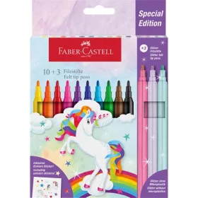   Faber-Castell Unikornis 10+3 db filctoll készlet, glitteres matricával