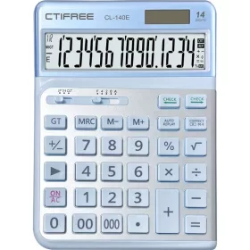   CTIFREE CL-140E BLUE kék ergonómikus számológép, 145x198mm, 14 számjegy, dual power, 2 év garancia