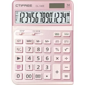   CTIFREE CL-140E PINK rózsaszín ergonómikus számológép, 145x198mm, 14 számjegy, dual power, 2 év garancia