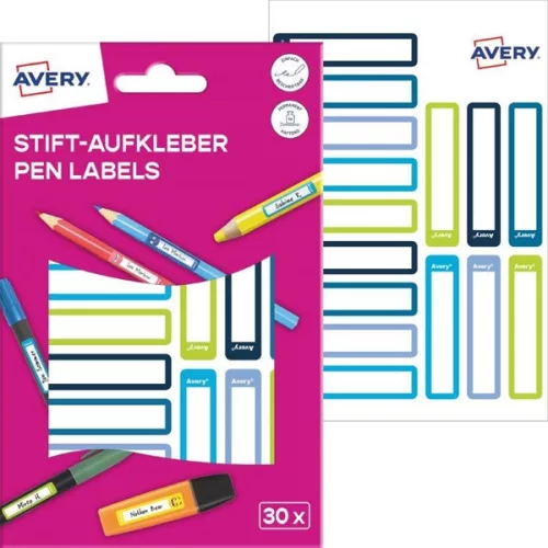 Avery RESMI30G iskolai kézzel írható 50x10 mm 30 db kék/zöld tollcímke