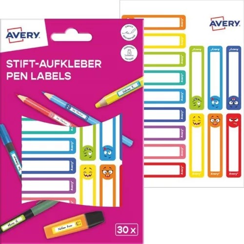 Avery RESMI30S iskolai kézzel írható 50x10 mm 30 db színes tollcímke