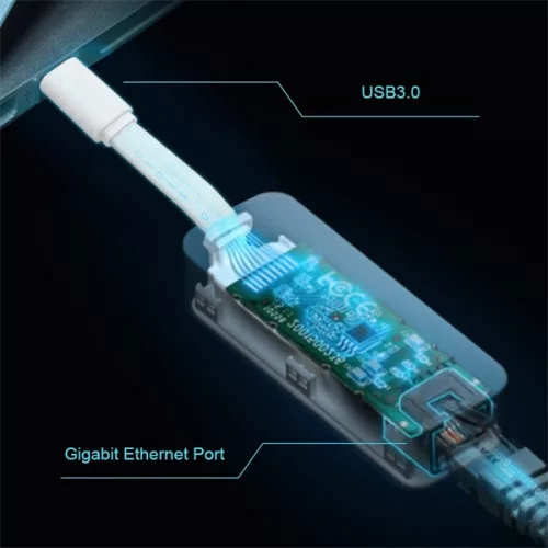 Sieťový adaptér TP-Link UE300C s gigabitovým ethernetovým rozhraním USB 3.0 typu C na RJ45