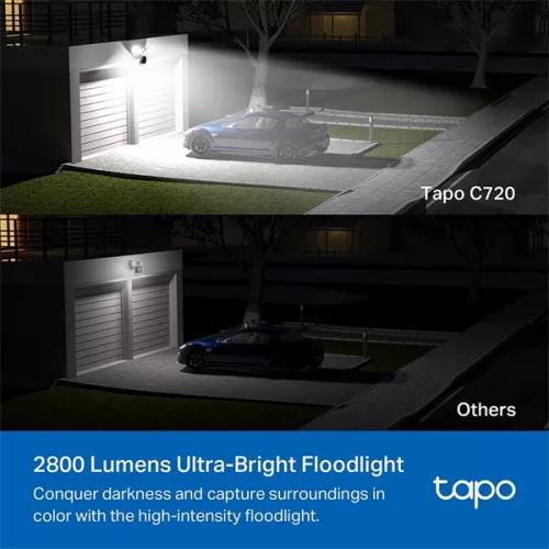 TP-Link Tapo C720 2K QHD, IP65, NightVision fényszórós fehér biztonsági kamera